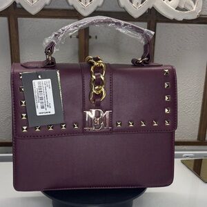 Badgley Mischka Purple Satchel with Gold Accents